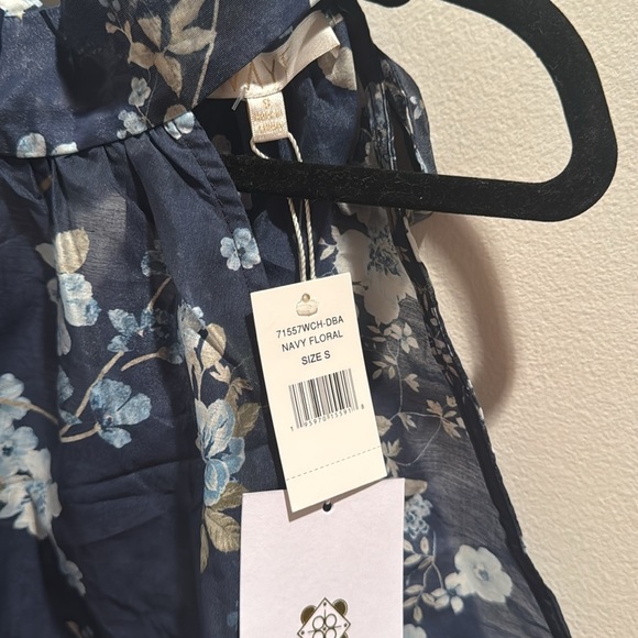 NWT WAYF Floral Halter Neck Top - Navy Blue Small - Picture 4 of 6